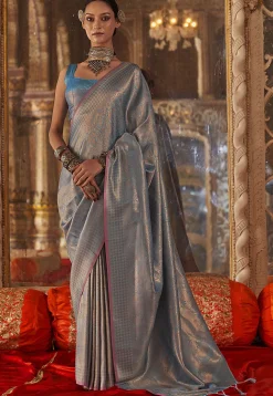 Woven Art Silk Saree in Blue