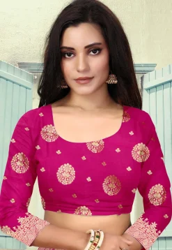Woven Art Silk Saree in Fuchsia