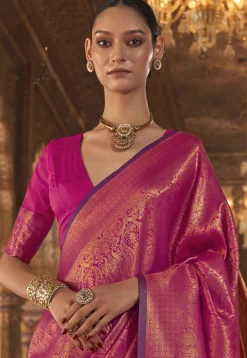 Woven Art Silk Saree in Fuchsia