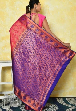 Woven Art Silk Saree in Fuchsia