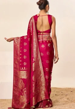 Woven Art Silk Saree in Fuchsia
