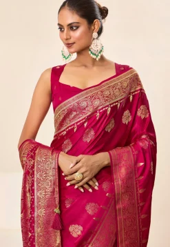 Woven Art Silk Saree in Fuchsia
