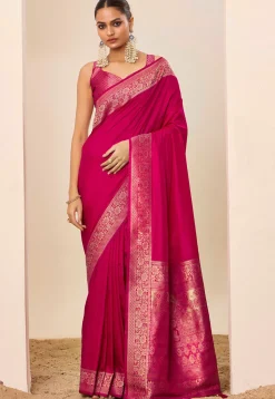 Woven Art Silk Saree in Fuchsia