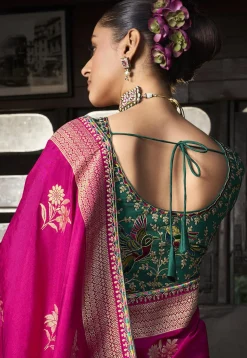 Woven Art Silk Saree in Fuchsia