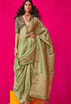 Woven Art Silk Saree in Green