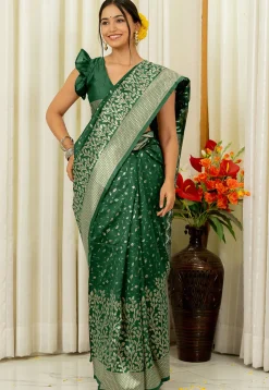 Woven Art Silk Saree in Green