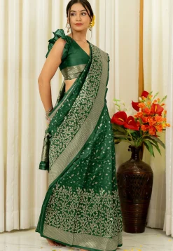 Woven Art Silk Saree in Green