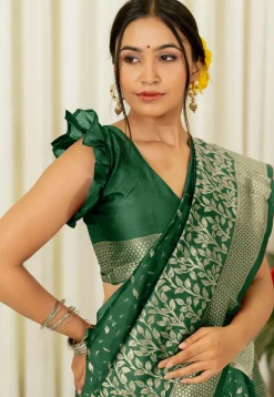 Woven Art Silk Saree in Green