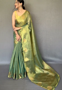 Woven Art Silk Saree in Green