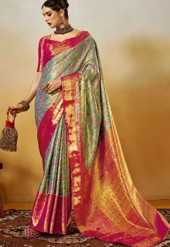 Woven Art Silk Saree in Green