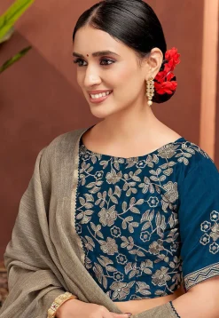 Woven Art Silk Saree in Grey