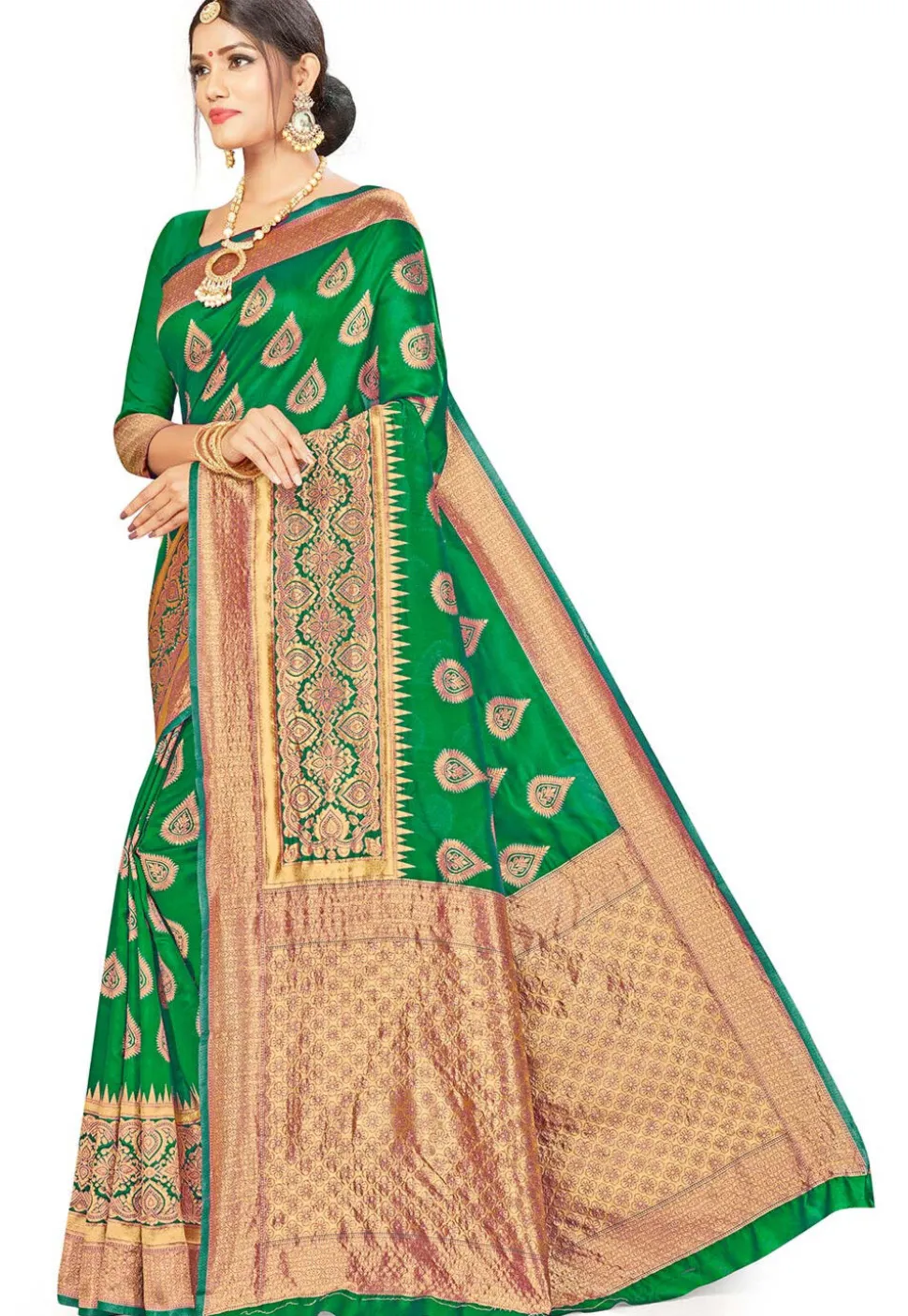 Woven Art Silk Saree in Green