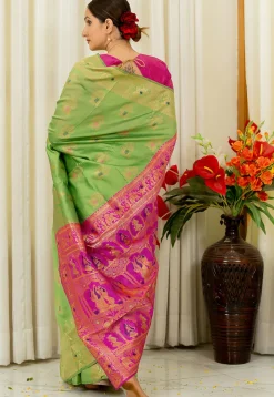 Woven Art Silk Saree in Light Green
