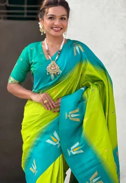 Woven Art Silk Saree in Light Green