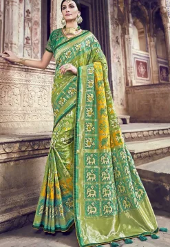 Woven Art Silk Saree in Light Green