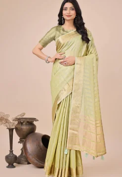 Woven Art Silk Saree in Light Green
