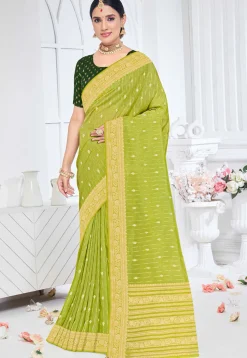 Woven Art Silk Saree in Light Green