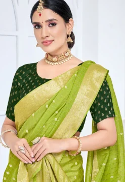 Woven Art Silk Saree in Light Green