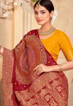 Woven Art Silk Saree in Maroon