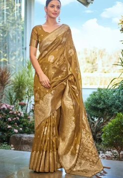 Woven Art Silk Saree in Mustard