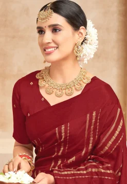 Woven Art Silk Saree in Maroon