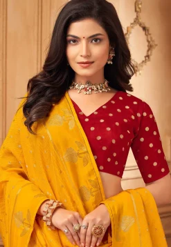 Woven Art Silk Saree in Mustard