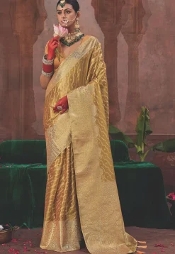 Woven Art Silk Saree in Mustard