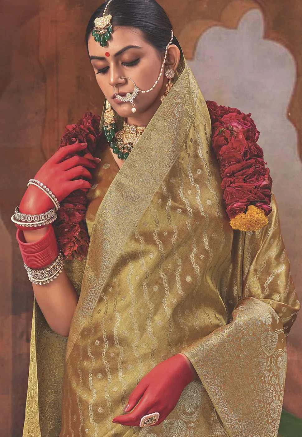 Woven Art Silk Saree in Mustard