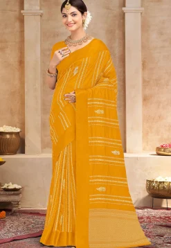 Woven Art Silk Saree in Mustard
