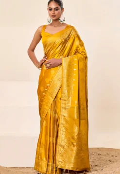 Woven Art Silk Saree in Mustard