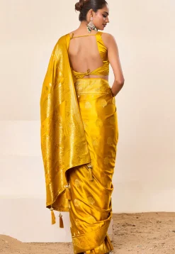 Woven Art Silk Saree in Mustard