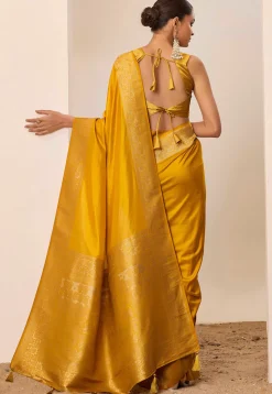 Woven Art Silk Saree in Mustard