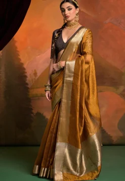 Woven Art Silk Saree in Mustard