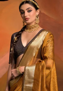 Woven Art Silk Saree in Mustard