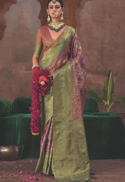 Woven Art Silk Saree in Magenta