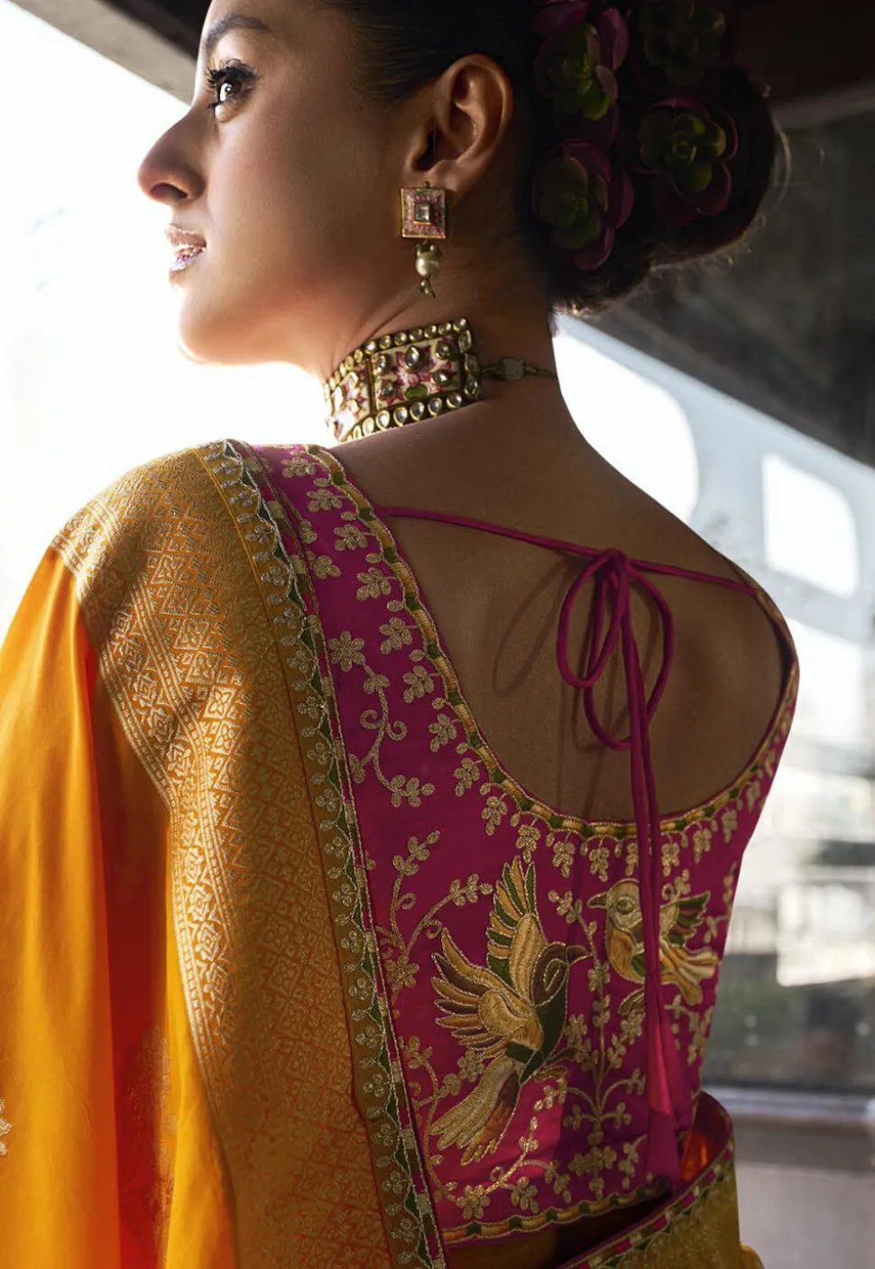 Woven Art Silk Saree in Mustard