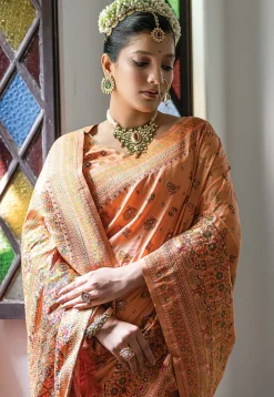 Woven Art Silk Saree in Orange