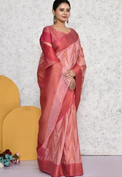 Woven Art Silk Saree in Pink