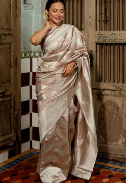 Woven Art Silk Saree in Peach