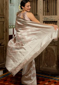 Woven Art Silk Saree in Peach