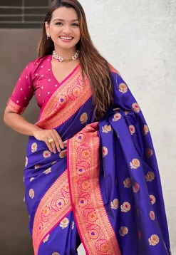 Woven Art Silk Saree in Purple
