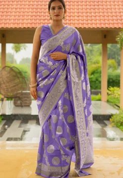 Woven Art Silk Saree in Purple