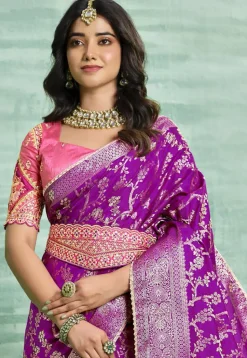 Woven Art Silk Saree in Purple