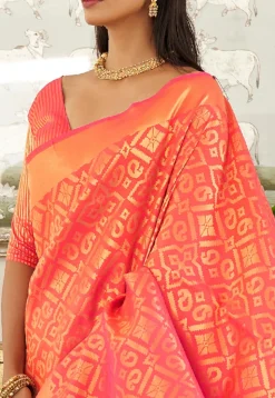Woven Art Silk Saree in Peach