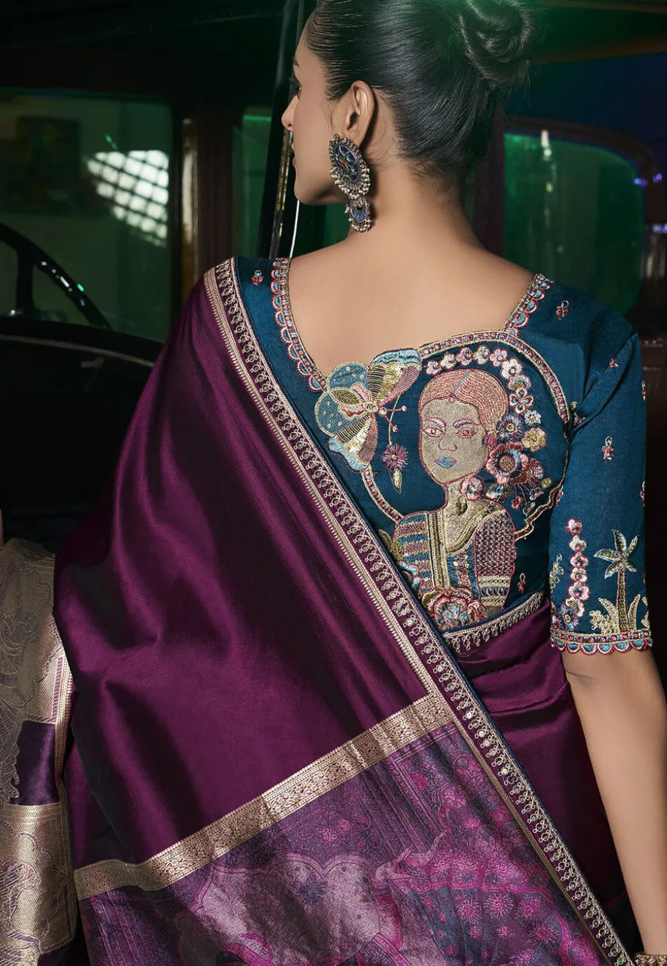 Woven Art Silk Saree in Purple