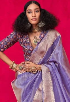 Woven Art Silk Saree in Purple
