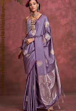 Woven Art Silk Saree in Purple