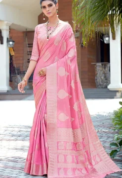 Woven Art Silk Saree in Pink