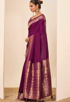 Woven Art Silk Saree in Purple