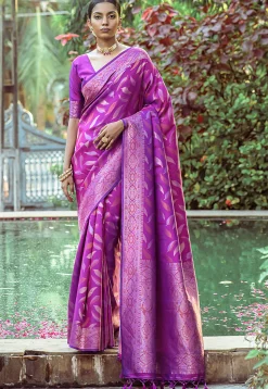 Woven Art Silk Saree in Purple